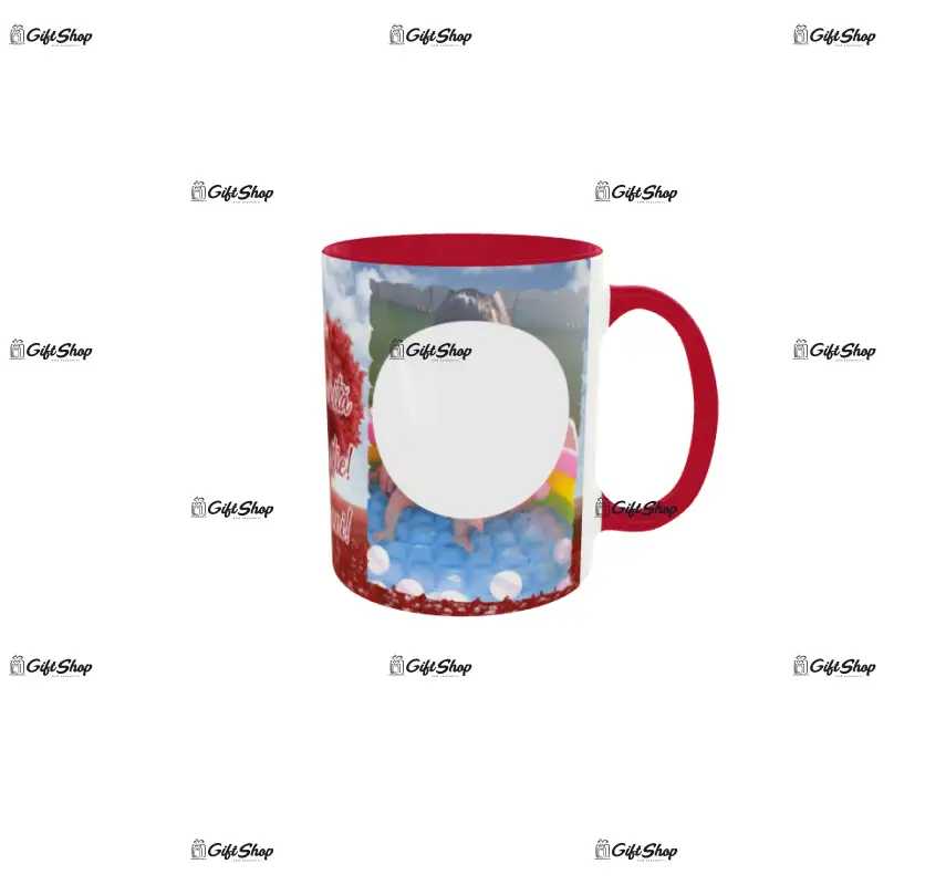 Pentru cea mai iubita mama si sotie, cana din ceramica, 330ml, personalizata cu 2 poze si text model 3371